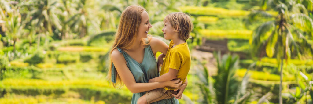 mother and child happy together